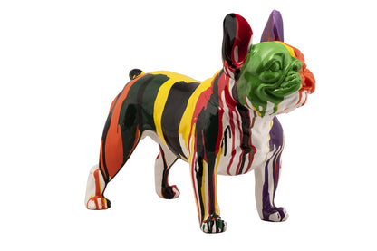 Handbemalte und einzigartige Kunststein Skulptur: „Bunte Bulldogge“ - houseofhome24