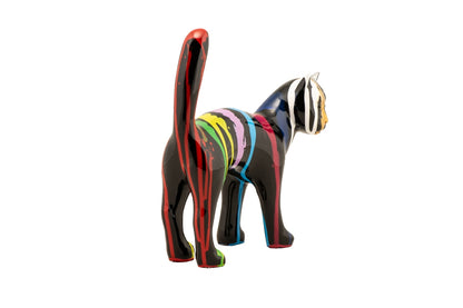 Handbemalte und einzigartige Kunststein Skulptur: „Bunte Katze 3“ - houseofhome24