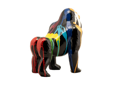 Handbemalte und einzigartige Kunststein Skulptur: „Bunter Gorilla“ - houseofhome24