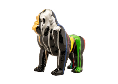 Handbemalte und einzigartige Kunststein Skulptur: „Bunter Gorilla“ - houseofhome24