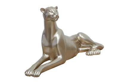 Handgemachte und einzigartige Kunststein Skulptur „Eleganter Gepard liegend“ - houseofhome24