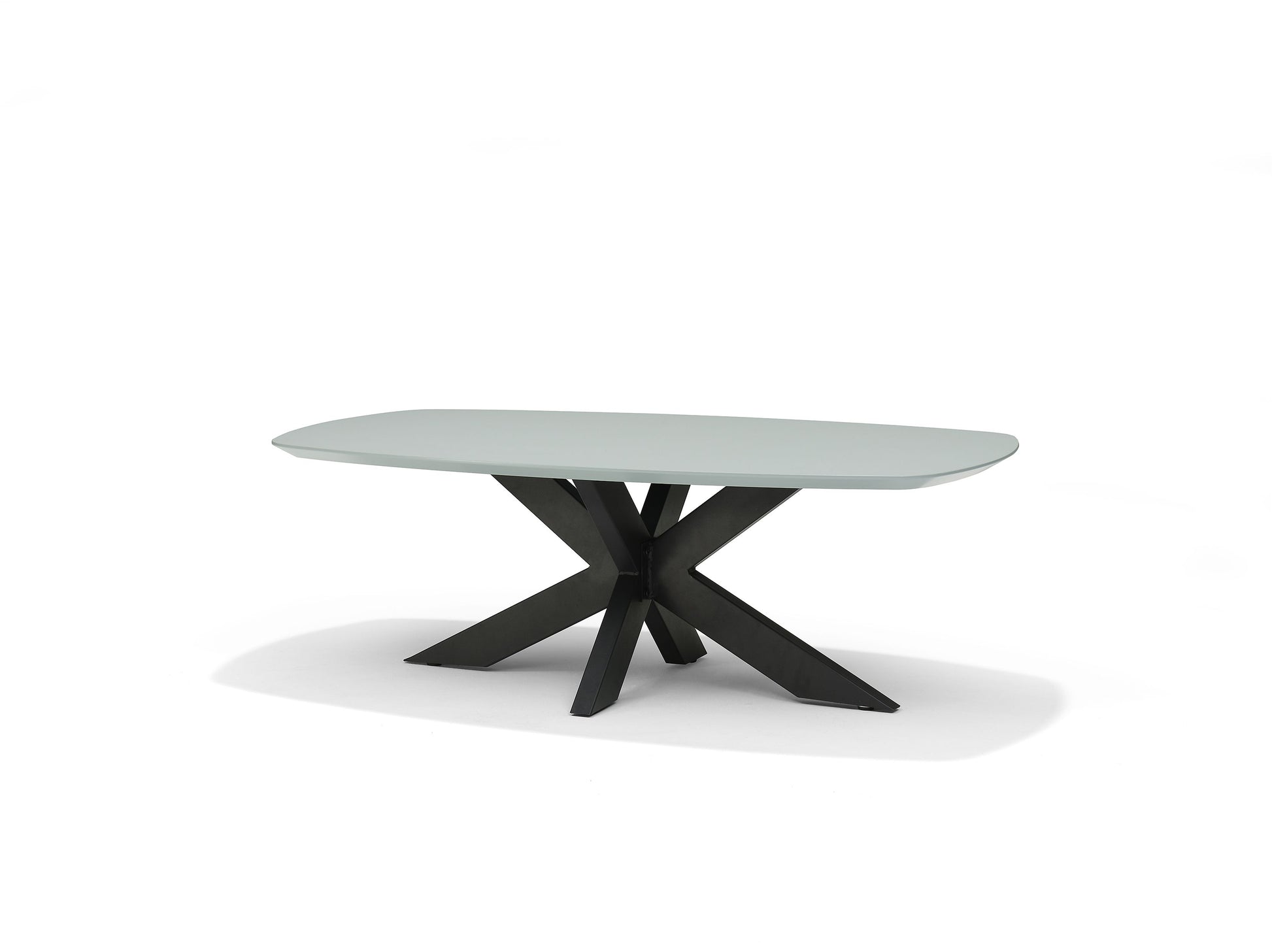 Couchtisch Oval mit Wunschtischplatte 130x75x45 cm  | Couchtisch mit schwarzen Metallfüßen und HPL-Platte - houseofhome24
