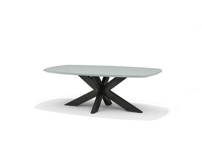 Couchtisch Oval mit Wunschtischplatte 130x75x45 cm  | Couchtisch mit schwarzen Metallfüßen und HPL-Platte - houseofhome24