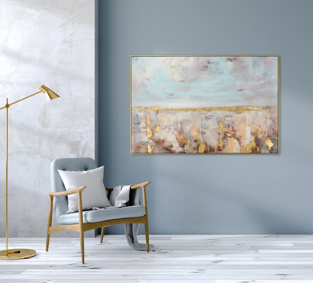 Handgemaltes Giclée-/Acrylgemälde auf Leinwand „Goldener Horizont“ - houseofhome24