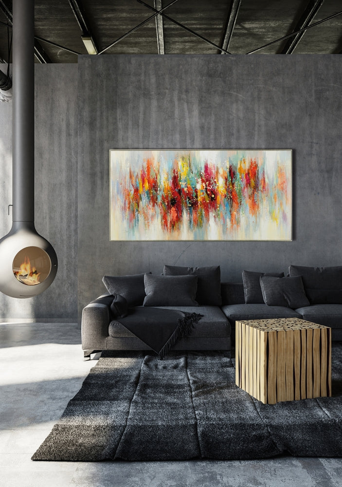 Inspirierendes, abstraktes Acrylgemälde auf Holzrahmen „Irisierende Spiegelung“ | gerahmtes Leinwandgemälde - houseofhome24