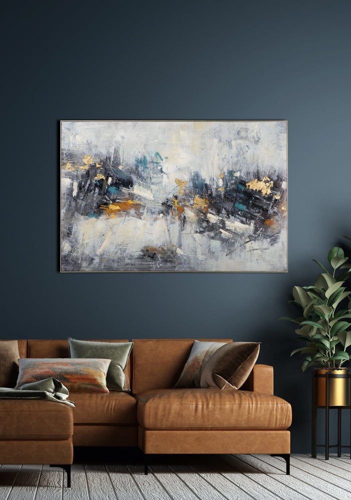 Abstraktes Acrylgemälde auf Leinwand „Eisgold“ | handgemaltes Leinwandgemälde - houseofhome24