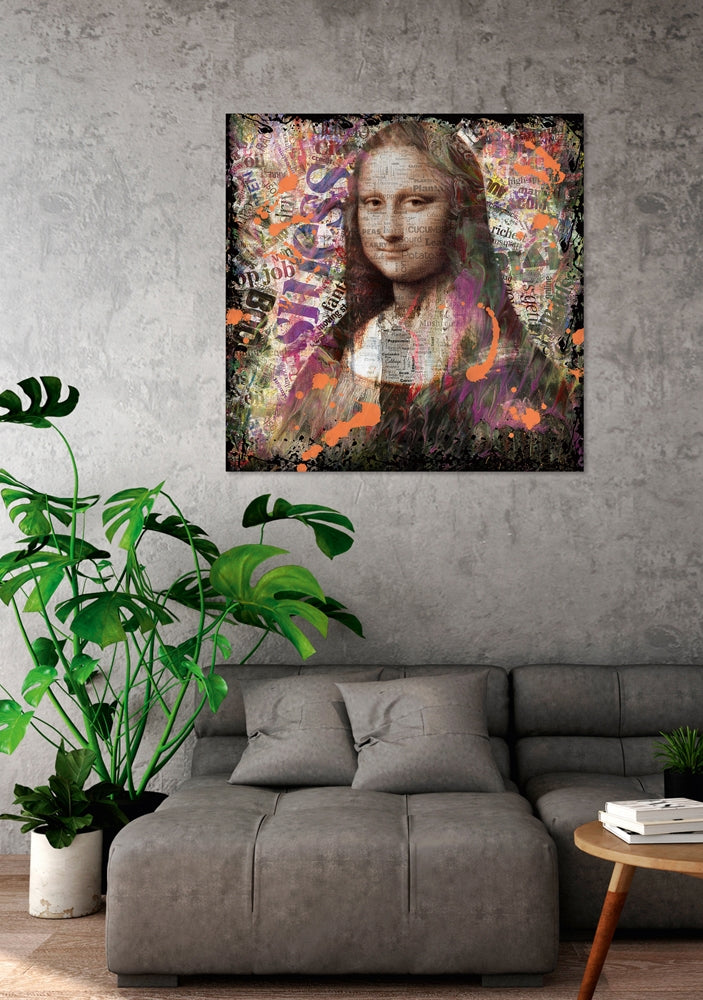 Digitaldruckgemälde auf Sicherheitsglas Graffiti-Style „Modern Lisa“ - houseofhome24