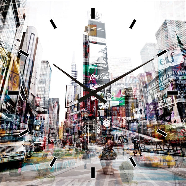 Künstlerische Wanduhr | Digitaldruck auf Sicherheitsglas | Times Square - houseofhome24