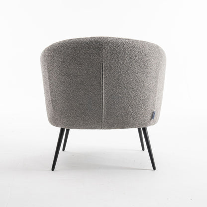 Loungestuhl zum Wohlfühlen mit Teddy-Stoff in Grau | Wohnzimmerstuhl Boucléstoff - Modern - houseofhome24