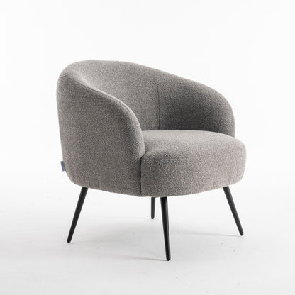 Loungestuhl zum Wohlfühlen mit Teddy-Stoff in Grau | Wohnzimmerstuhl Boucléstoff - Modern - houseofhome24