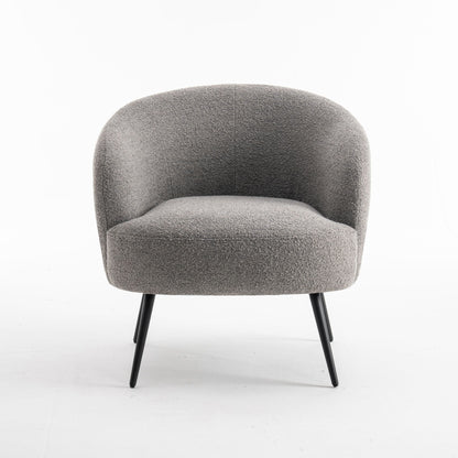 Loungestuhl zum Wohlfühlen mit Teddy-Stoff in Grau | Wohnzimmerstuhl Boucléstoff - Modern - houseofhome24
