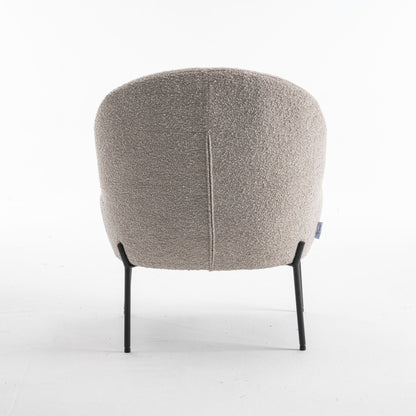 Kuscheliger Loungestuhl zum Wohlfühlen mit Teddy-Stoff in Taupe | Wohnzimmerstuhl Boucléstoff - Modern - houseofhome24
