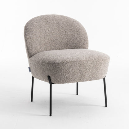 Kuscheliger Loungestuhl zum Wohlfühlen mit Teddy-Stoff in Taupe | Wohnzimmerstuhl Boucléstoff - Modern - houseofhome24
