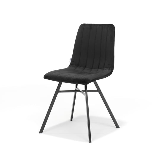 2ER-SET moderner Esszimmer Stuhl mit Metallfüßen in Schwarz | samtiger Stoff und bequeme Sitzfläche