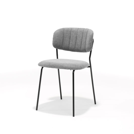 2ER-SET Bequemer Esszimmer Stuhl mit Metallgestell in Grau