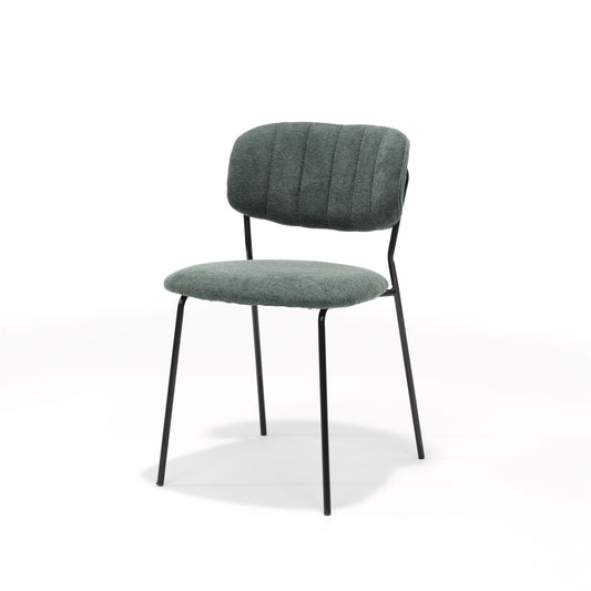 2ER-SET Bequemer Esszimmer Stuhl mit Metallgestell in Grün