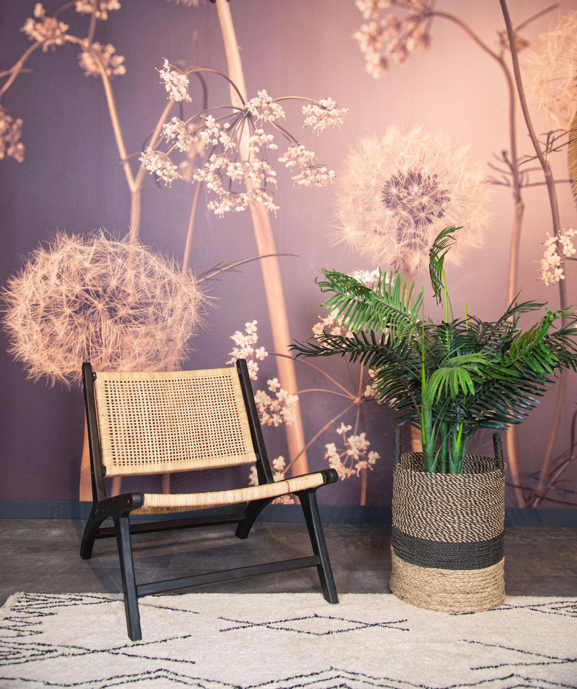 Loungesessel aus Teakholz & Rattan in Schwarz | Wiener Geflecht - Natur - houseofhome24