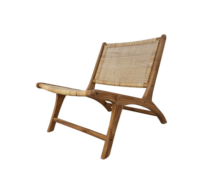 Loungesessel aus Teakholz & Rattan in Hellbraun | Wiener Geflecht - Natur - houseofhome24