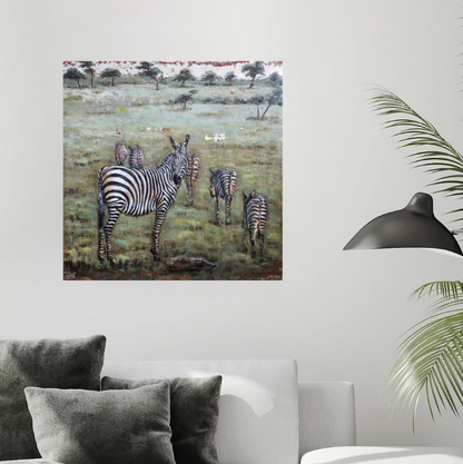 Handgefertigtes 3D-Metall-Gemälde „Zebra Familie“ | Wandbild aus Metall | 3D Gemälde aus Metall-Kunst - houseofhome24