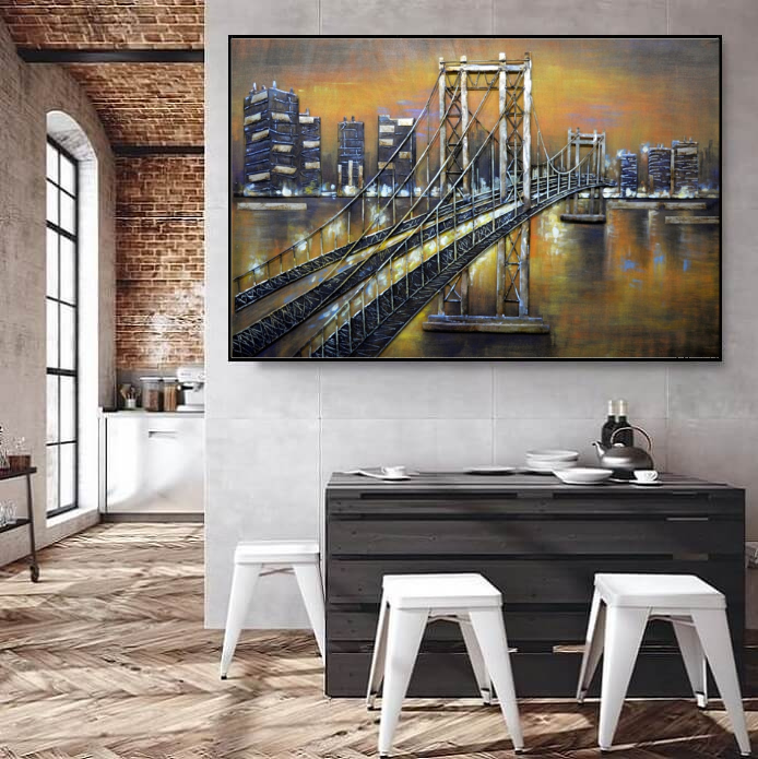 Handgefertigtes 3D-Metall-Gemälde „Brooklyn Bridge“ | Wandbild aus Metall | 3D Gemälde aus Metall-Kunst - houseofhome24