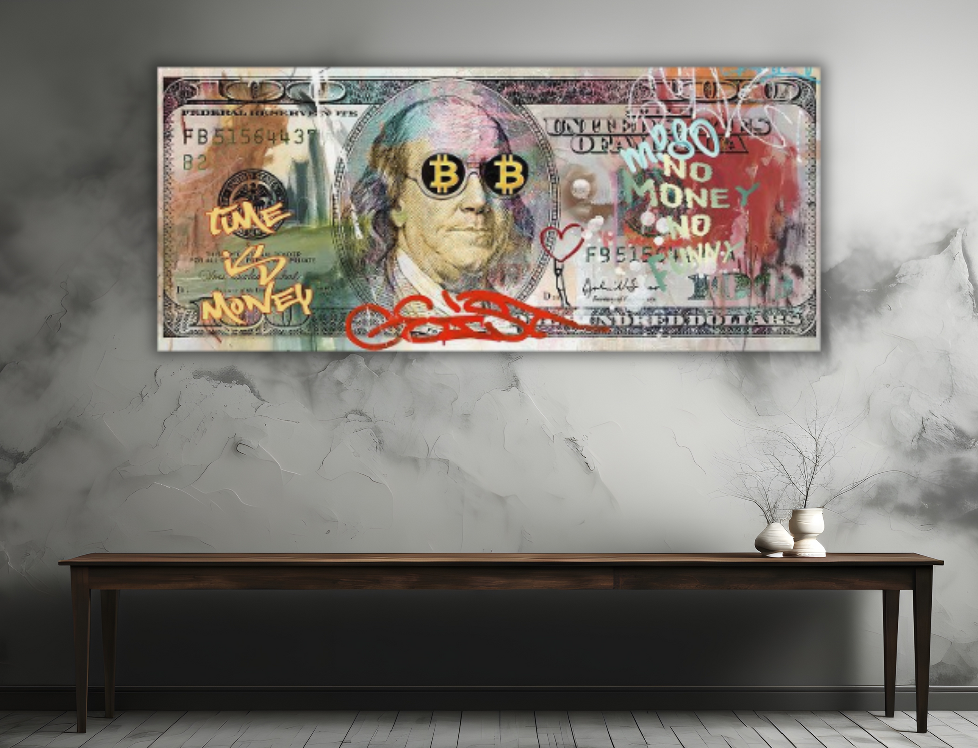 Digitaldruck-Wandbild auf Sicherheitsglas „Money Art“ | Rahmenloses Wandbild für Büro oder Zuhause - houseofhome24