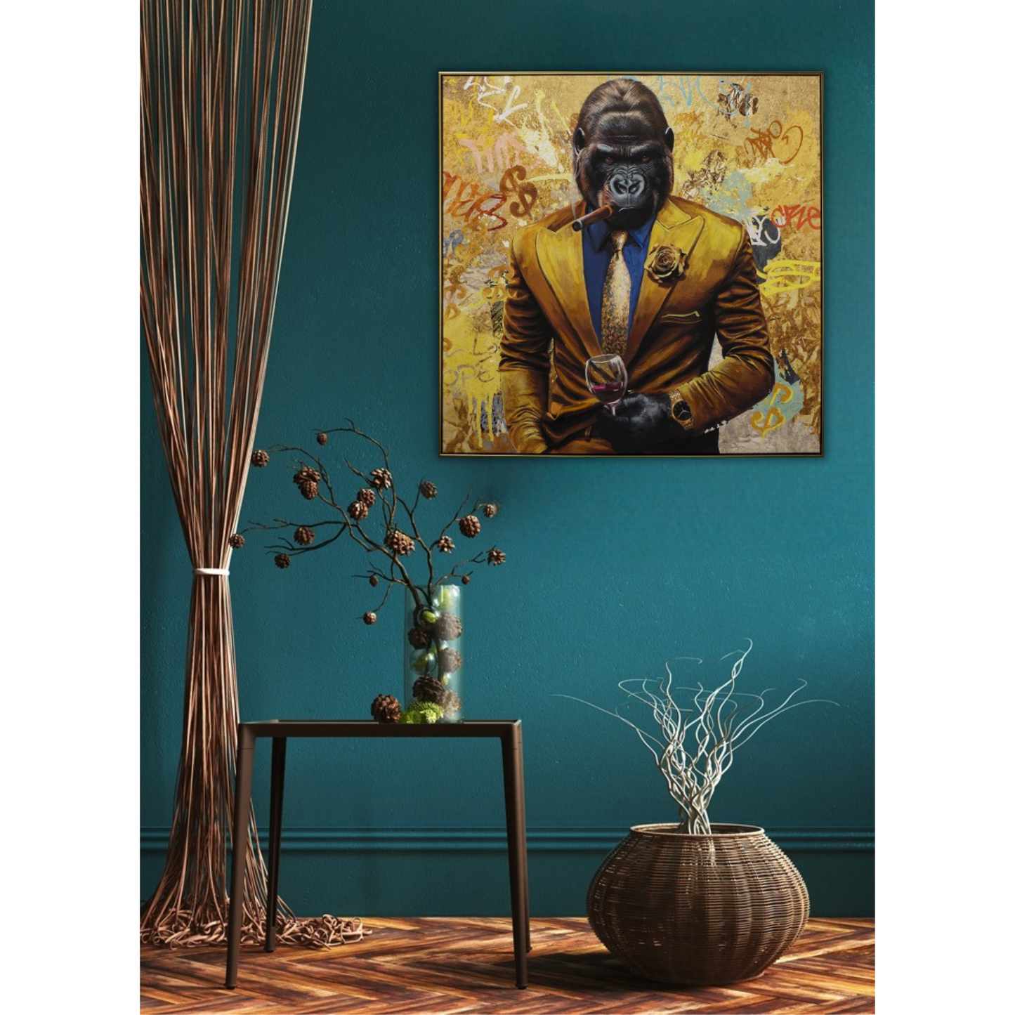 Acrylbild auf Leinwand Glicée Wandbild „Gentleman Style“ | gerahmtes Street Art Gemälde - houseofhome24