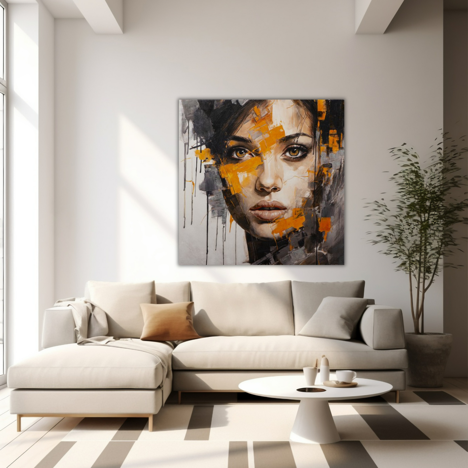 Lebendiges Acrylbild auf Leinwand Glicée Wandbild „Brown eye girl“ | Dynamisches & Abstraktes Gemälde für moderne Wonzimmer oder Büros - houseofhome24