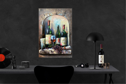 Handgefertigtes 3D-Metall-Gemälde „Wine Time“ | Wandbild aus Metall | 3D Gemälde aus Metall-Kunst - houseofhome24