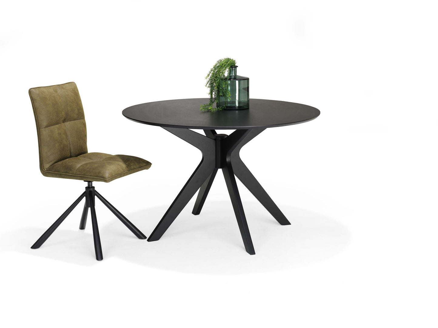 Runder Esstisch aus funierter Eiche 120x120x76 cm in Schwarz | Esszimmertisch rund aus Eiche - houseofhome24