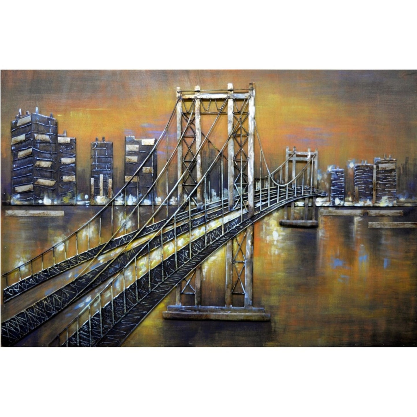 Handgefertigtes 3D-Metall-Gemälde „Brooklyn Bridge“ | Wandbild aus Metall | 3D Gemälde aus Metall-Kunst - houseofhome24