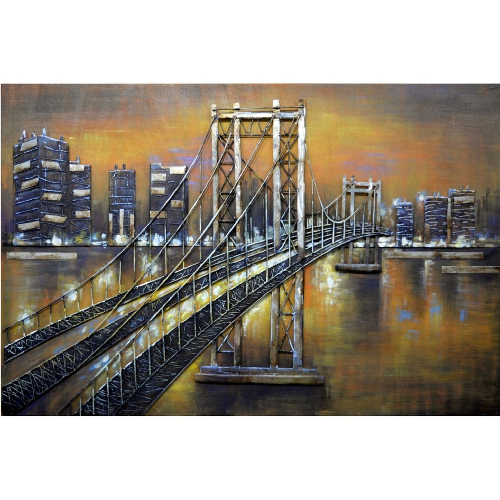 Handgefertigtes 3D-Metall-Gemälde „Brooklyn Bridge“ | Wandbild aus Metall | 3D Gemälde aus Metall-Kunst - houseofhome24