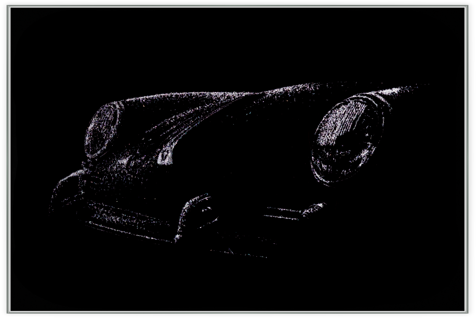 Luxeriöses Wandbild aus Glas „Porsche 356C” | Modernes Glasbruchgemälde mit Rahmen | Wandkunst aus Glas mit Rissen | Glass Crack Wallart - houseofhome24