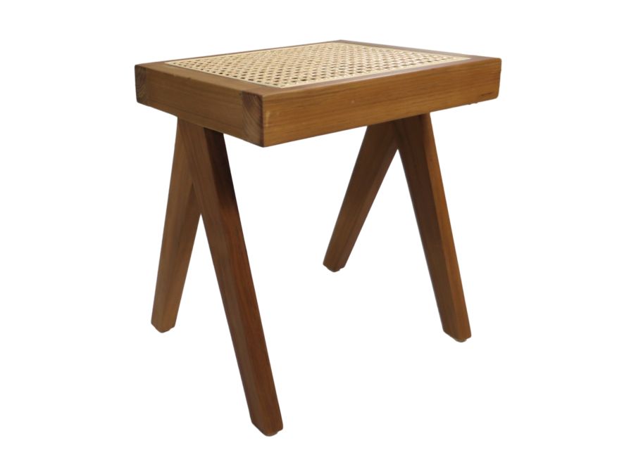 Hocker aus hochwertigem Teak & Rattan in Hellbraun | Wiener Geflecht - Natur - houseofhome24