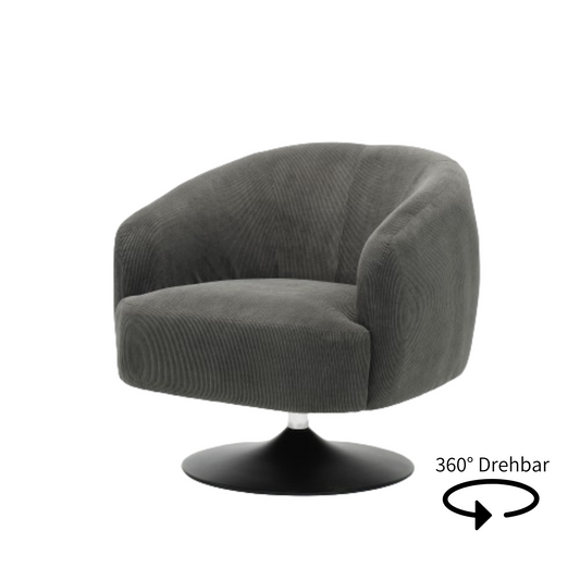 Drehbarer Esszimmer Stuhl - Loungestuhl in Grau | Stuhlrücken in Beige
