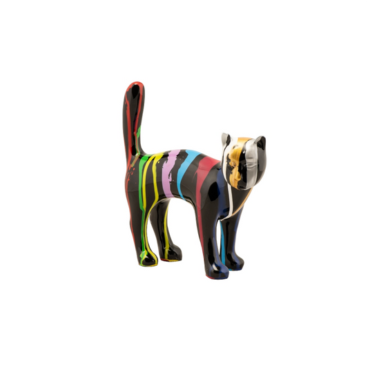 Handbemalte und einzigartige Kunststein Skulptur: „Bunte Katze 3“ - houseofhome24