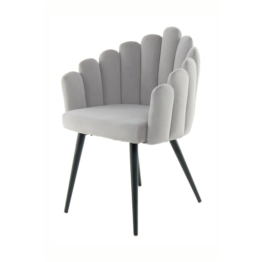 Komfortabler Design-Stuhl „Arielle“ in Grau/Schwarz | Muschelformstuhl | Einzigartiges Highlight mit komfortabler Sitzschale in extravaganten Formen