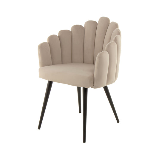 Komfortabler Design-Stuhl „Arielle“ in Beige/Schwarz | Muschelformstuhl | Einzigartiges Highlight mit komfortabler Sitzschale in extravaganten Formen