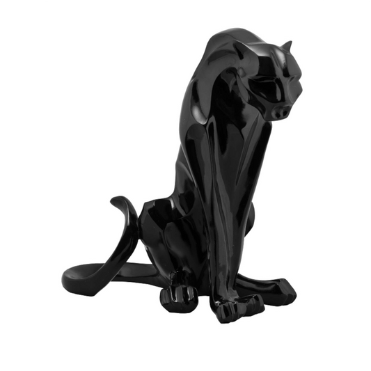 XL Luxuriöse und einzigartige Kunststein Skulptur: „Sitzender Panther“ - houseofhome24