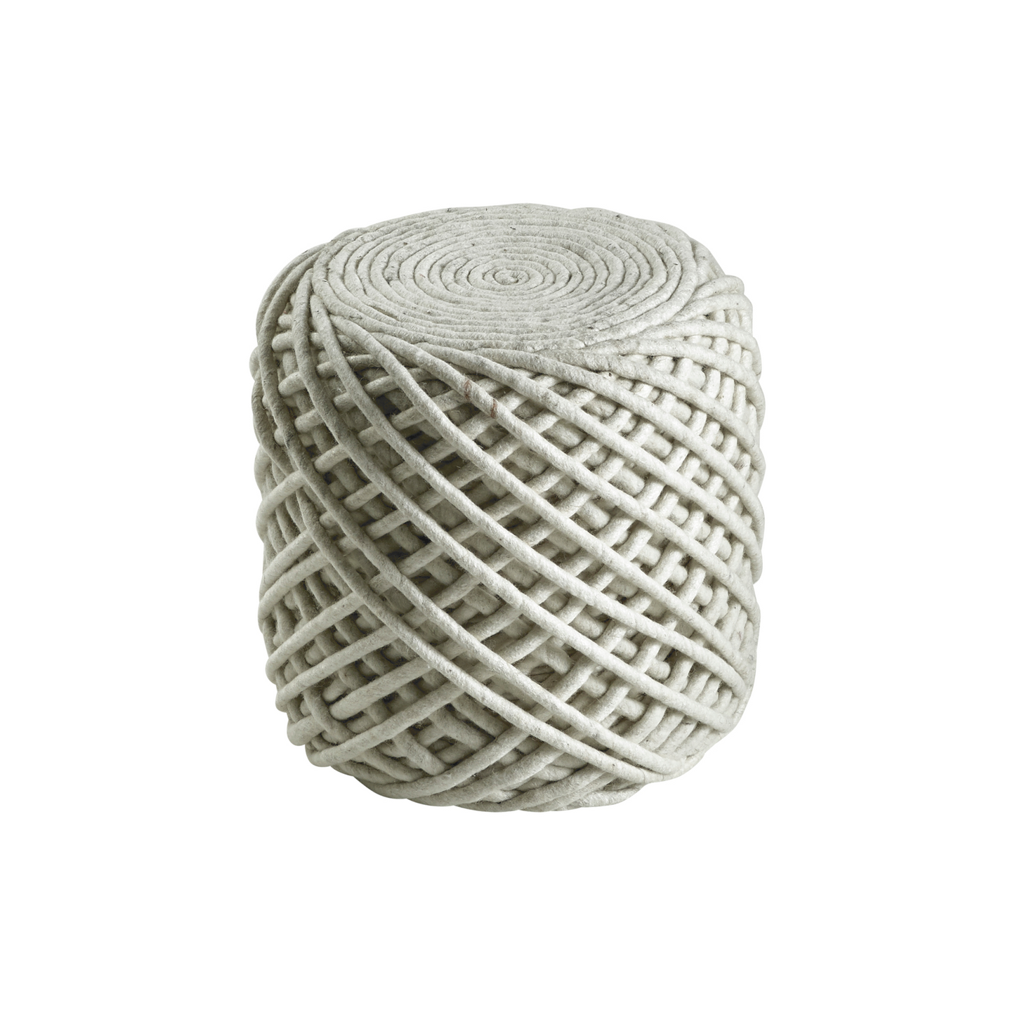 Handgefertigter und veganer Pouf zum Sitzen aus Naturmaterialien „Weda“ in Ivory | Passend zu vielen Teppichen - houseofhome24