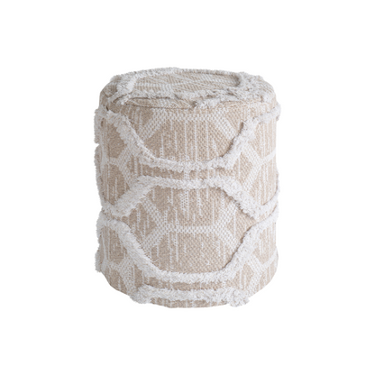 Veganer Sitz-Pouf aus Baumwolle „Waleah“ in Beige | Pouf zu passendem Teppich „Waleah“ - houseofhome24