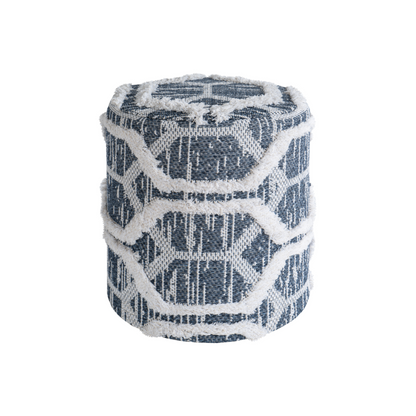 Veganer Sitz-Pouf aus Baumwolle „Waleah“ in Blau | Pouf zu passendem Teppich „Waleah“ - houseofhome24