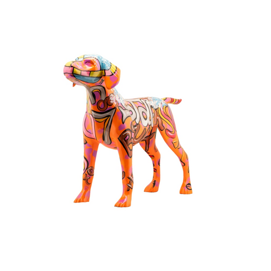 Handgemachte und einzigartige Kunststein Skulptur XL „Pop Art Hund“ - houseofhome24