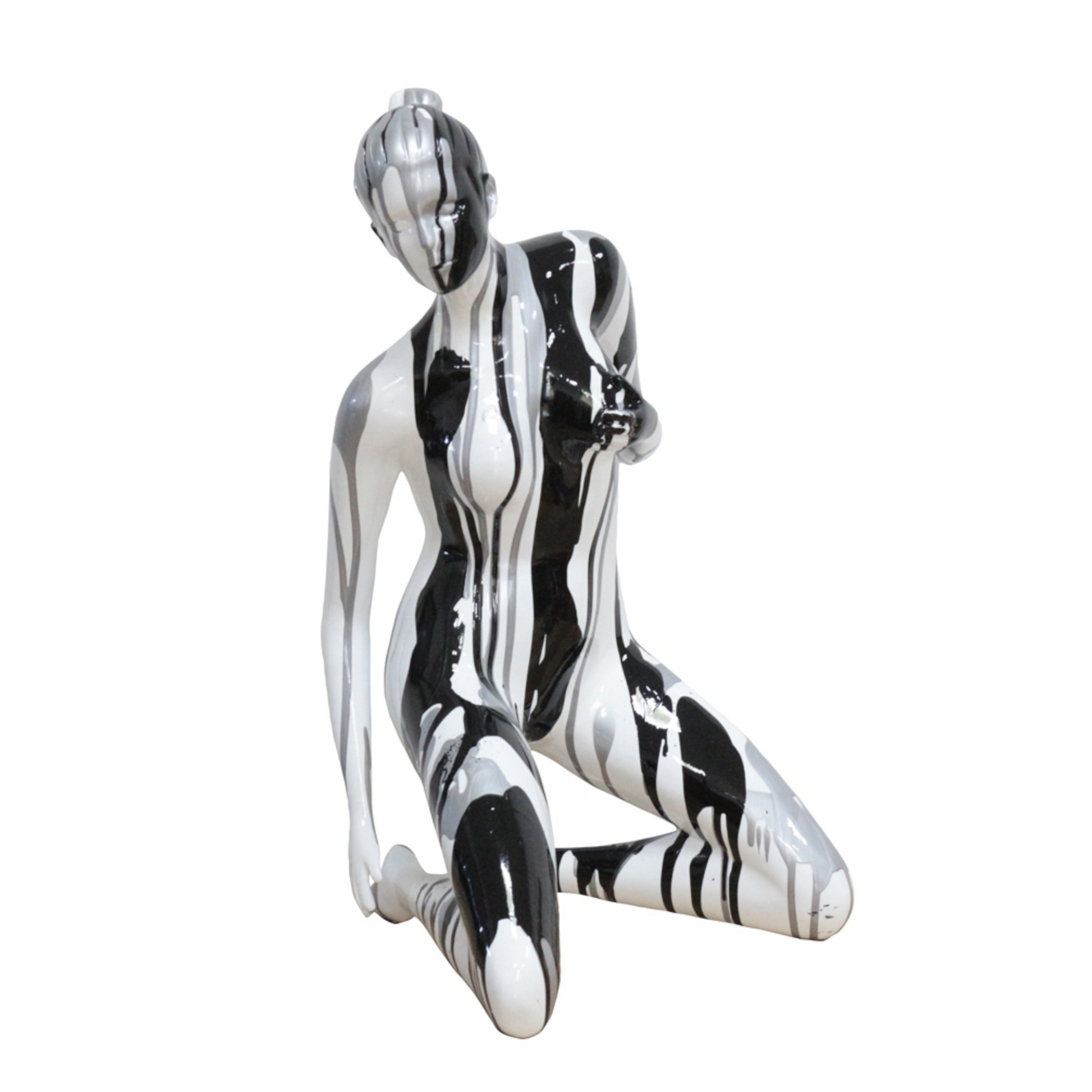 Handgemachte und einzigartige Kunststein Skulptur „Akt in Silber-Schwarz“ - houseofhome24