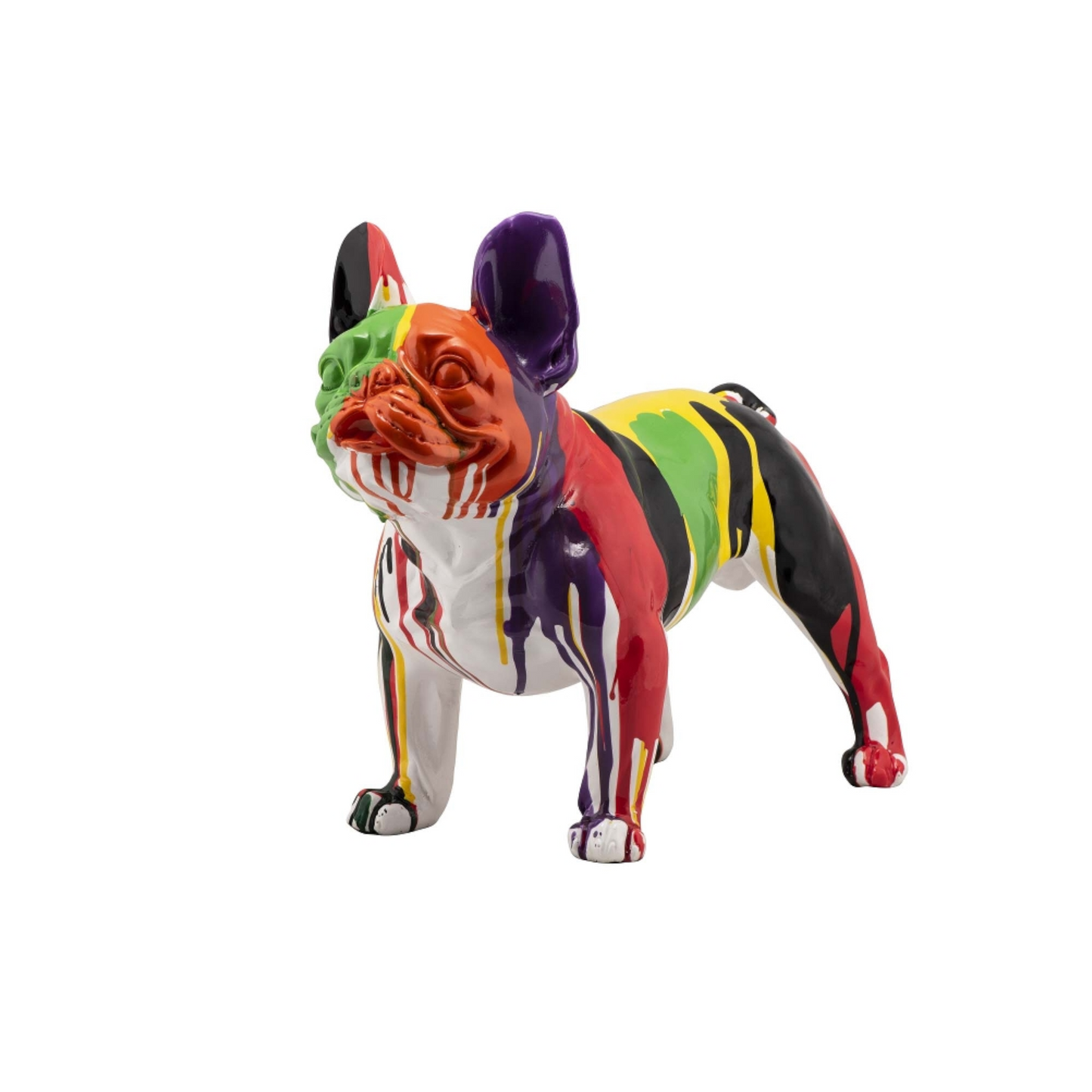 Handbemalte und einzigartige Kunststein Skulptur: „Bunte Bulldogge“ - houseofhome24