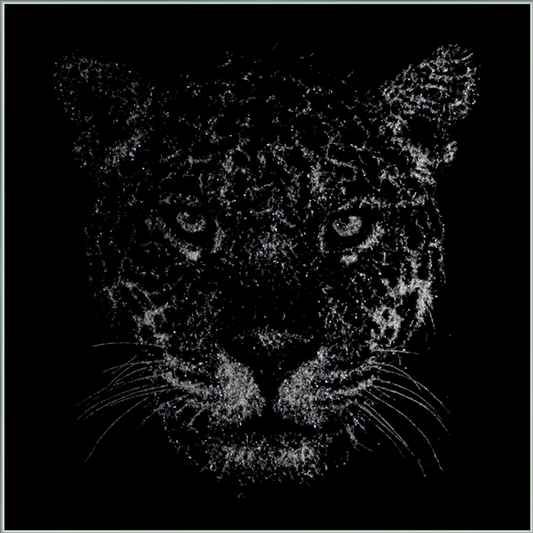 Luxeriöses Wandbild aus Glas „schleichender Jaguar” | Modernes Glasbruchgemälde mit Rahmen | Wandkunst aus Glas mit Rissen | Glass Crack wallart - houseofhome24